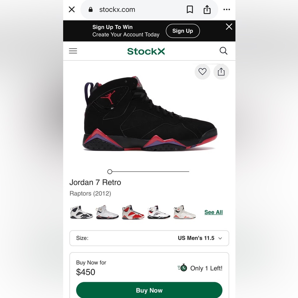Jordan 7 Retro Raptors